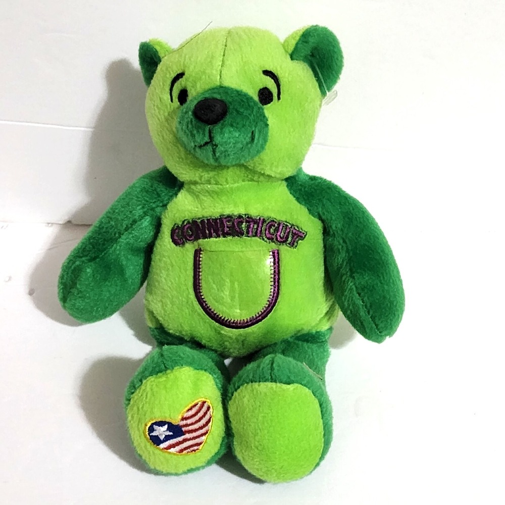 Sugar Loaf Connecticut Green Bear Bean Bag Plush 5th January 9 1788 Flag Heart